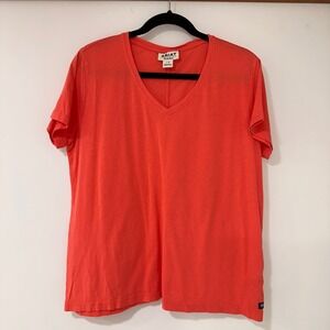 Ariat REAL V-Neck T-Shirt Womens Large Coral Orange Cotton Modal | Equestrian